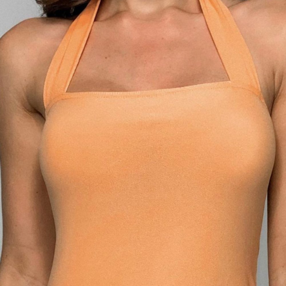 Peach Halterneck Mini Dress